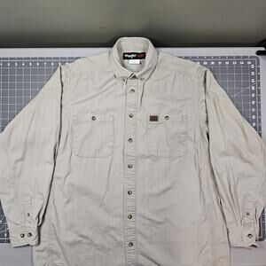 Wrangler Riggs Workwear Shirt XL Tall Heavy Canvas Logger Gusseted Outdoors Dad